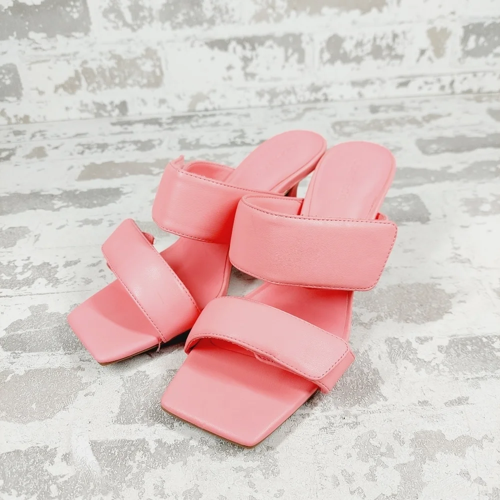 NEW Open Edit Edquincy Pink Slip On Summer Heeled Sandals W1119